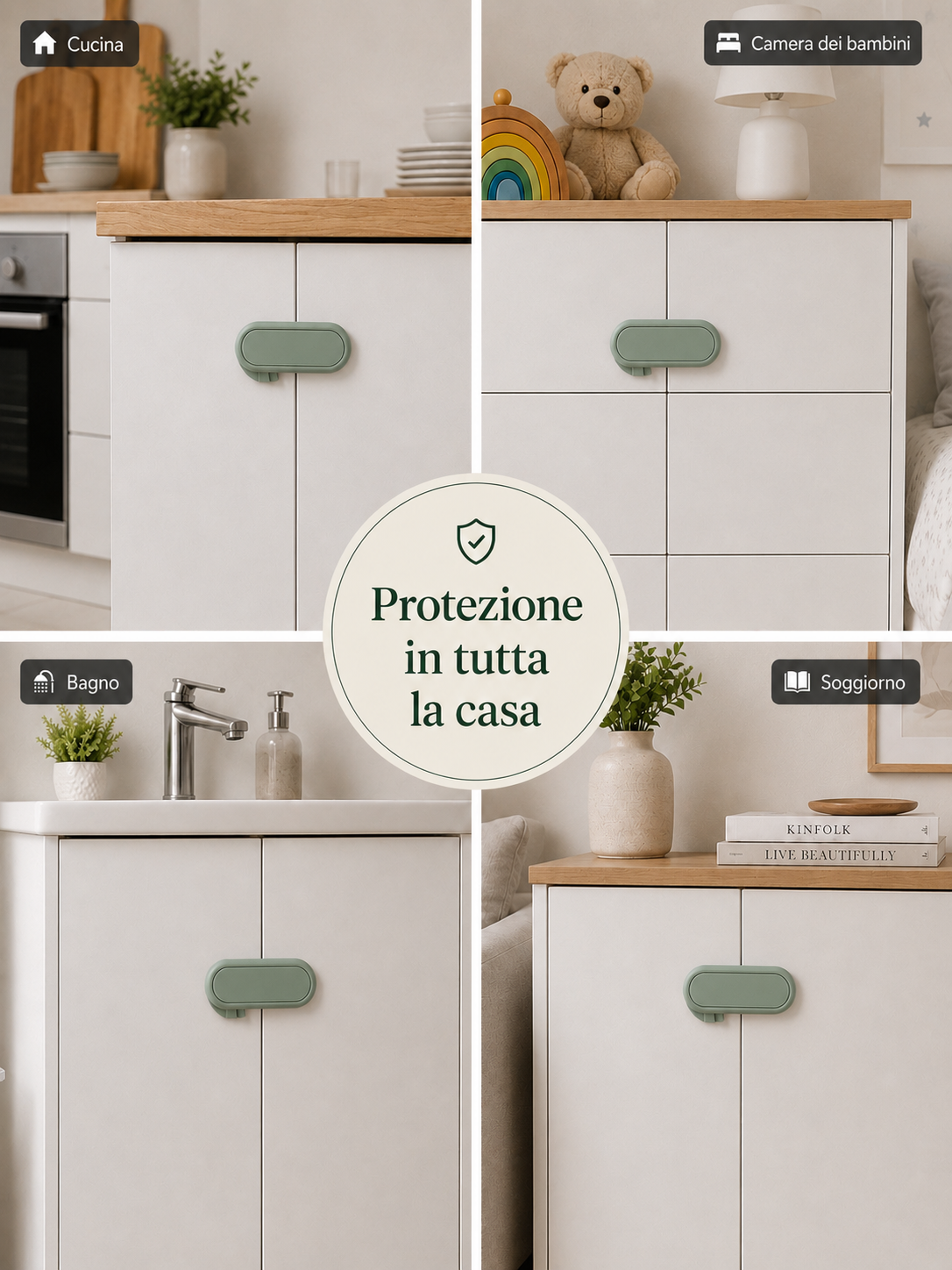 Blocco di Sicurezza Adesivo per Mobili e Cassetti
