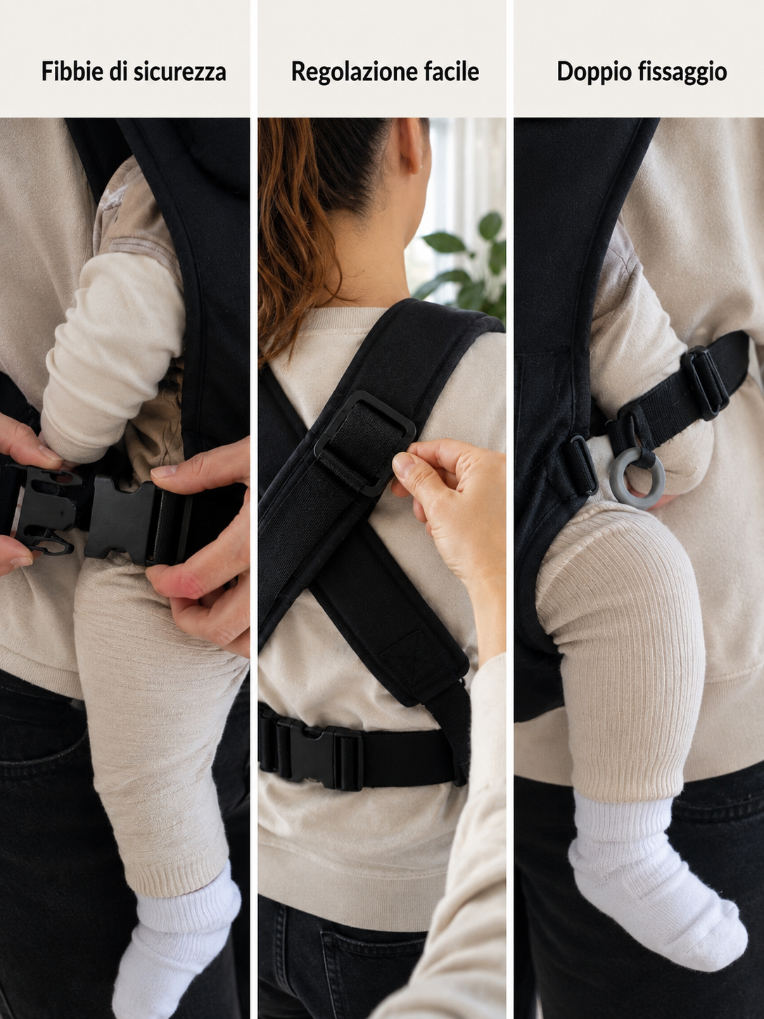 Marsupio Neonato Ergonomico Multifunzione – Porta Bebè 4 Posizioni Tutte le Stagioni