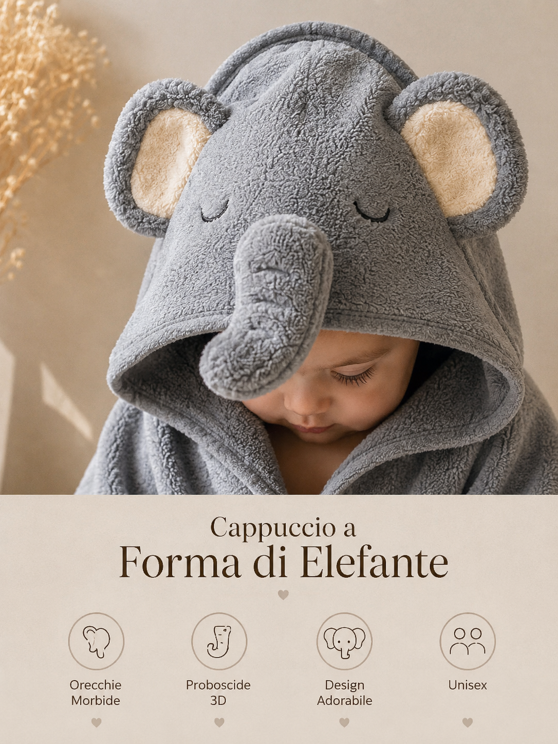 Accappatoio Neonato Premium in Fleece con Cappuccio – Ultra Morbido e Assorbente