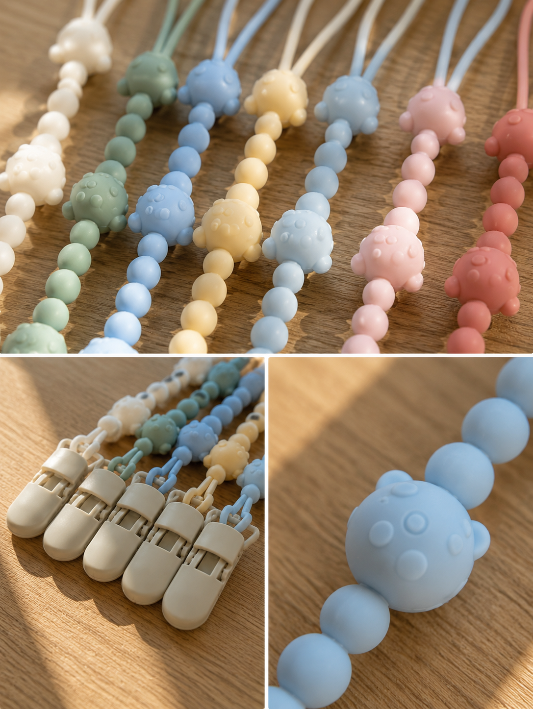 Clip Ciuccio in Silicone – Catena Porta Ciuccio Anti-Smarimento