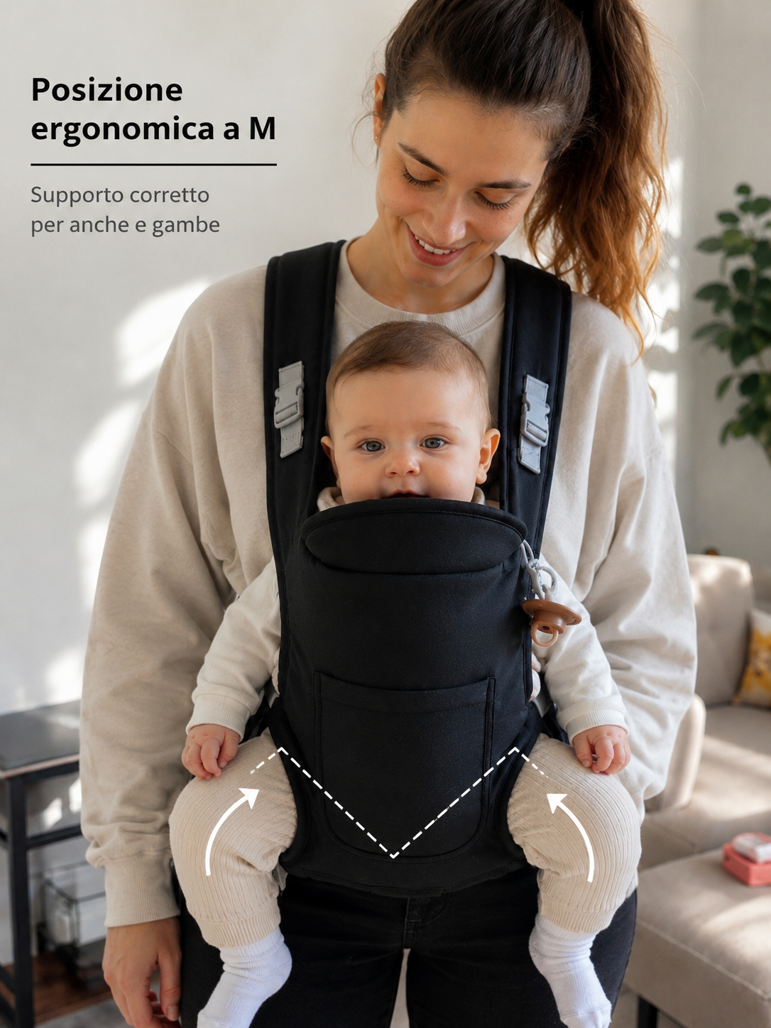 Marsupio Neonato Ergonomico Multifunzione – Porta Bebè 4 Posizioni Tutte le Stagioni