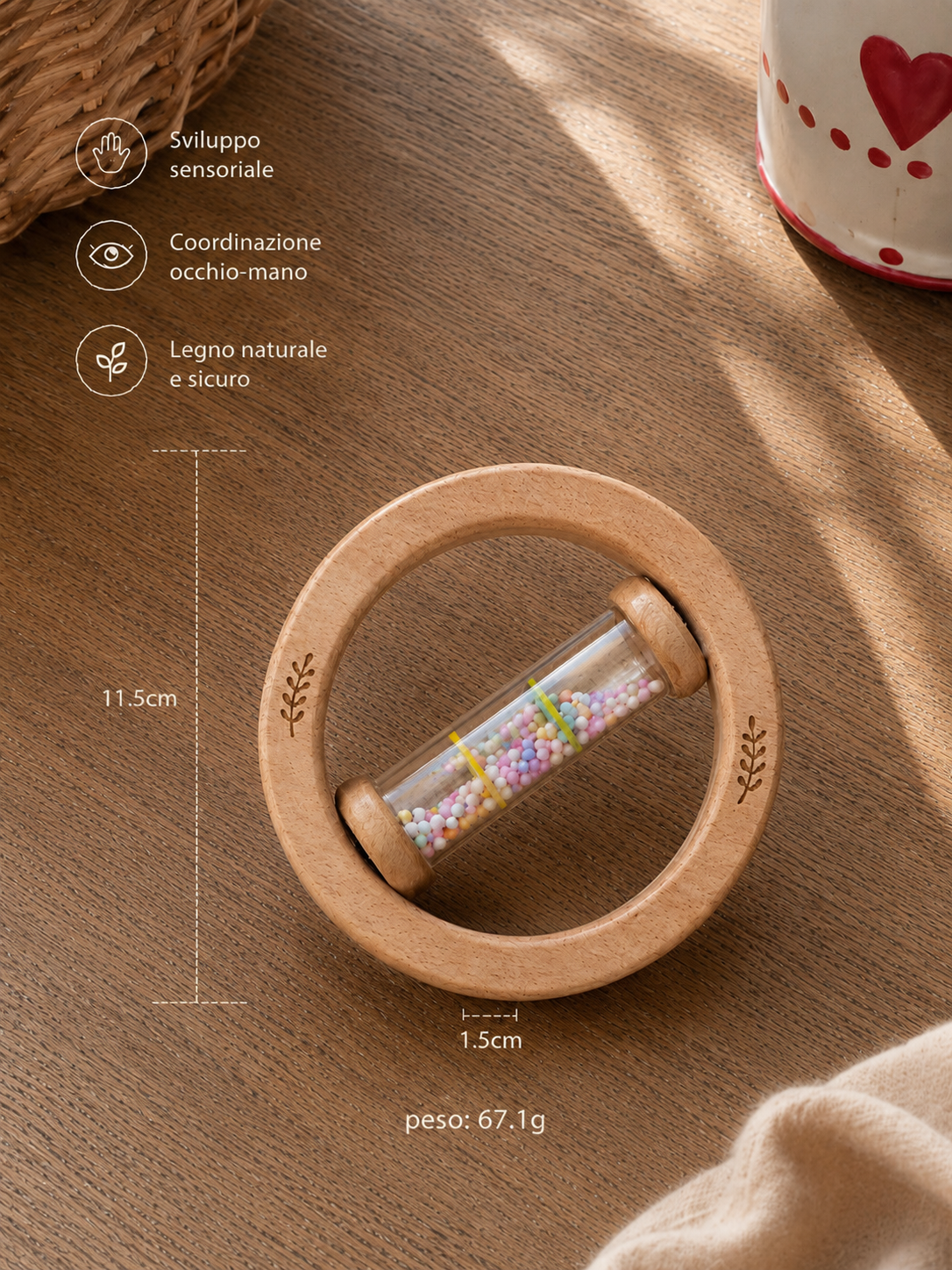 Rain Stick Montessori Baby – Gioco Sensoriale in Legno