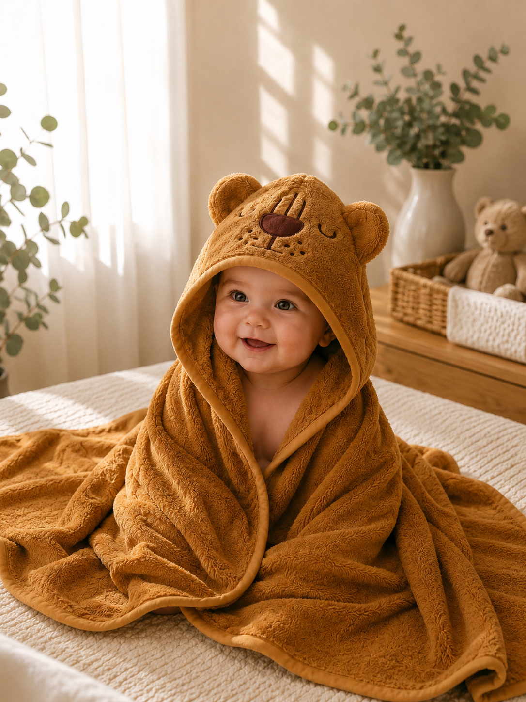Accappatoio Neonato Premium in Fleece con Cappuccio – Ultra Morbido e Assorbente
