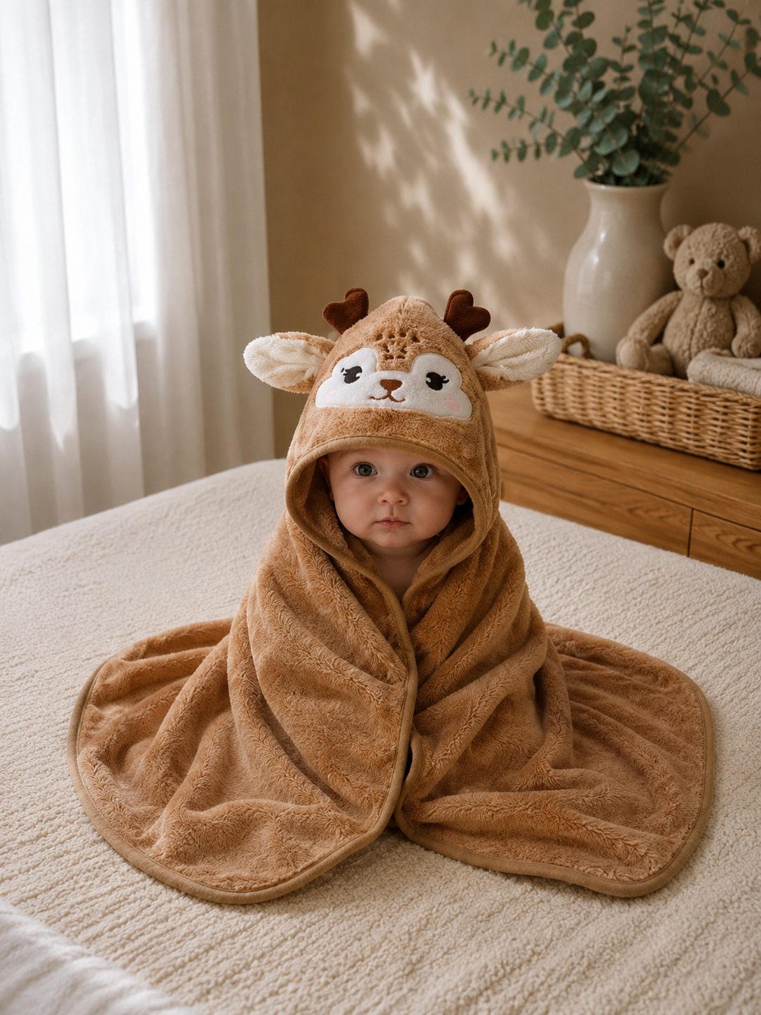 Accappatoio Neonato Premium in Fleece con Cappuccio – Ultra Morbido e Assorbente