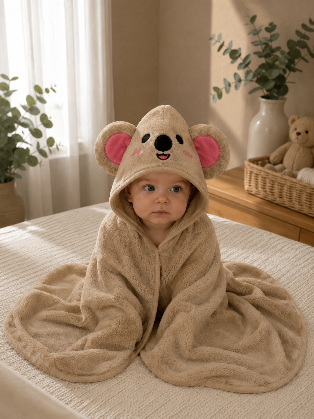 Accappatoio Neonato Premium in Fleece con Cappuccio – Ultra Morbido e Assorbente