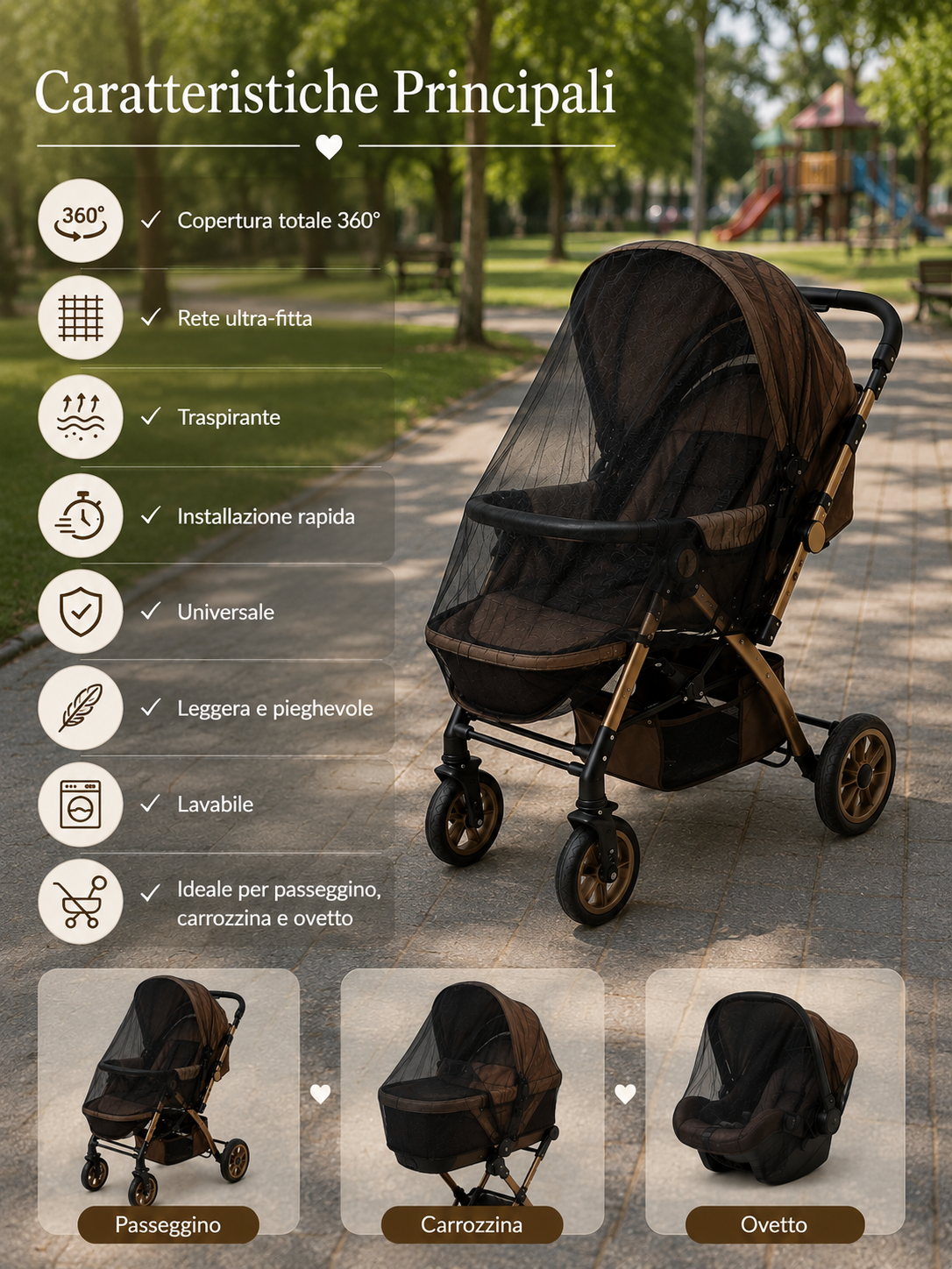 Zanzariera Universale per Passeggino, Carrozzina e Ovetto – Protezione Totale 360°