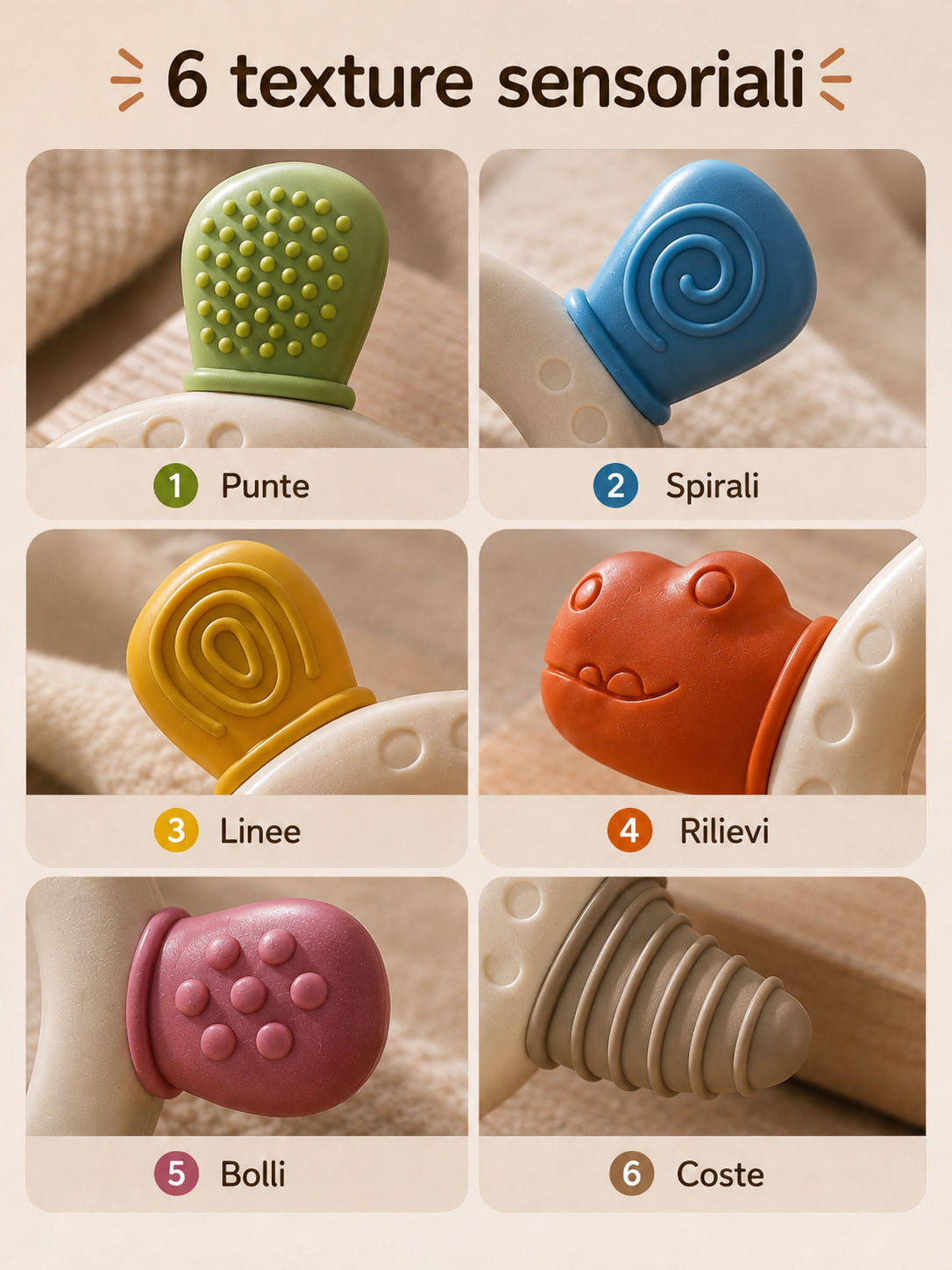 Teether Dino Sicuro in Silicone – Sollievo Immediato per Neonati