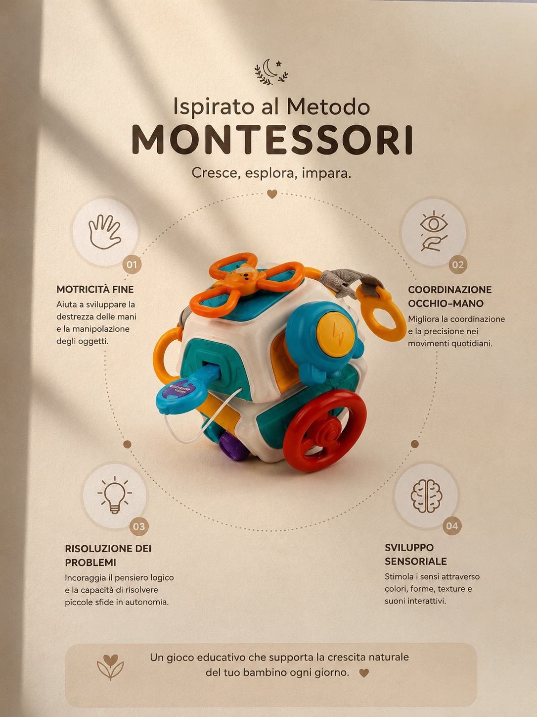 busy board cube montessori – gioco sensoriale educativo
