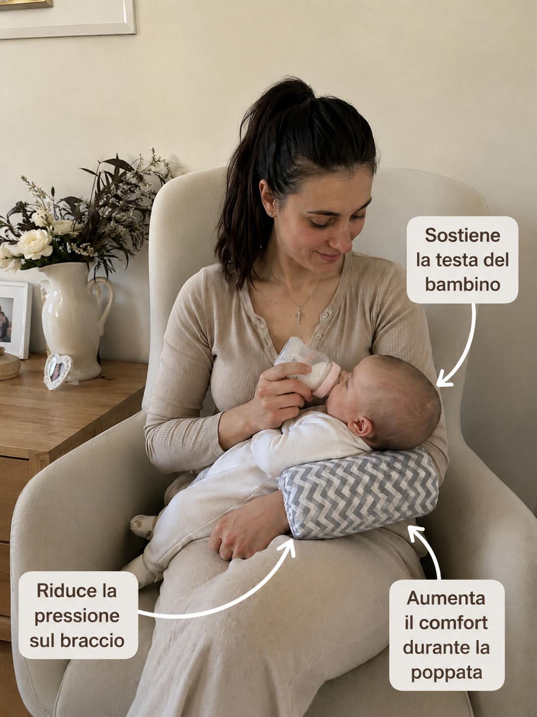 Cuscino Allattamento Braccio Ultra Morbido per Neonati