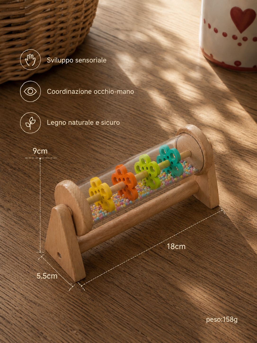 Rain Stick Montessori Baby – Gioco Sensoriale in Legno