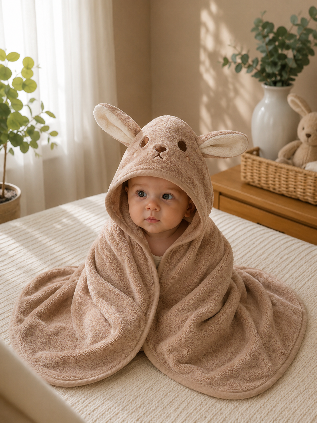 Accappatoio Neonato Premium in Fleece con Cappuccio – Ultra Morbido e Assorbente