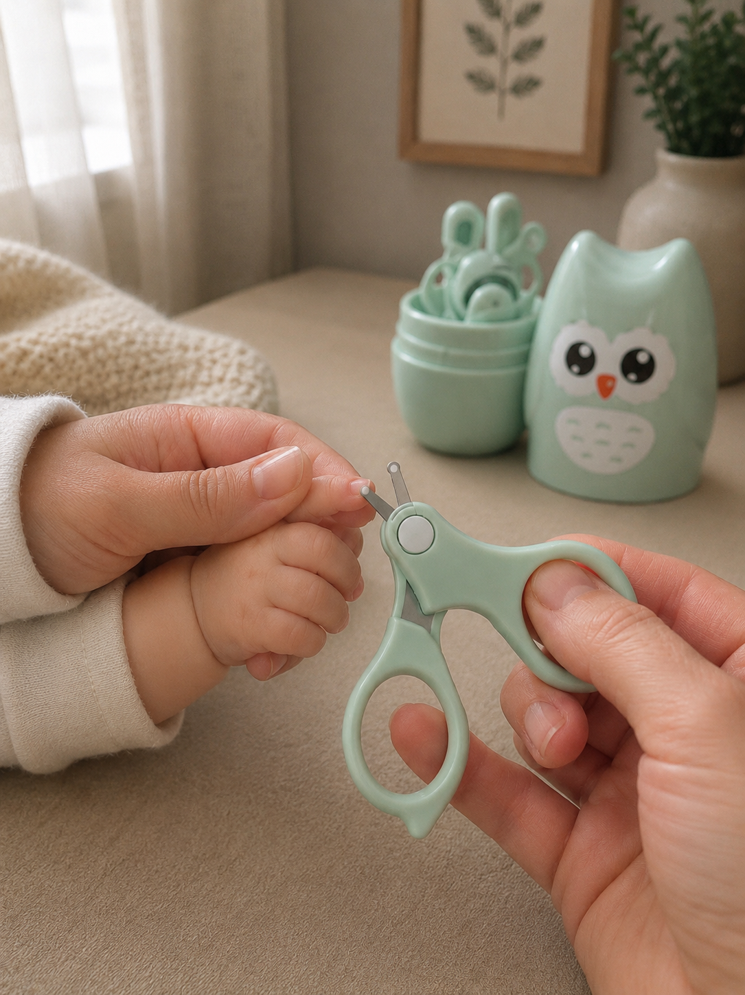 Baby Nail Care Set Premium – Forbicine, Tagliaunghie, Lima e Pinzetta con Custodia