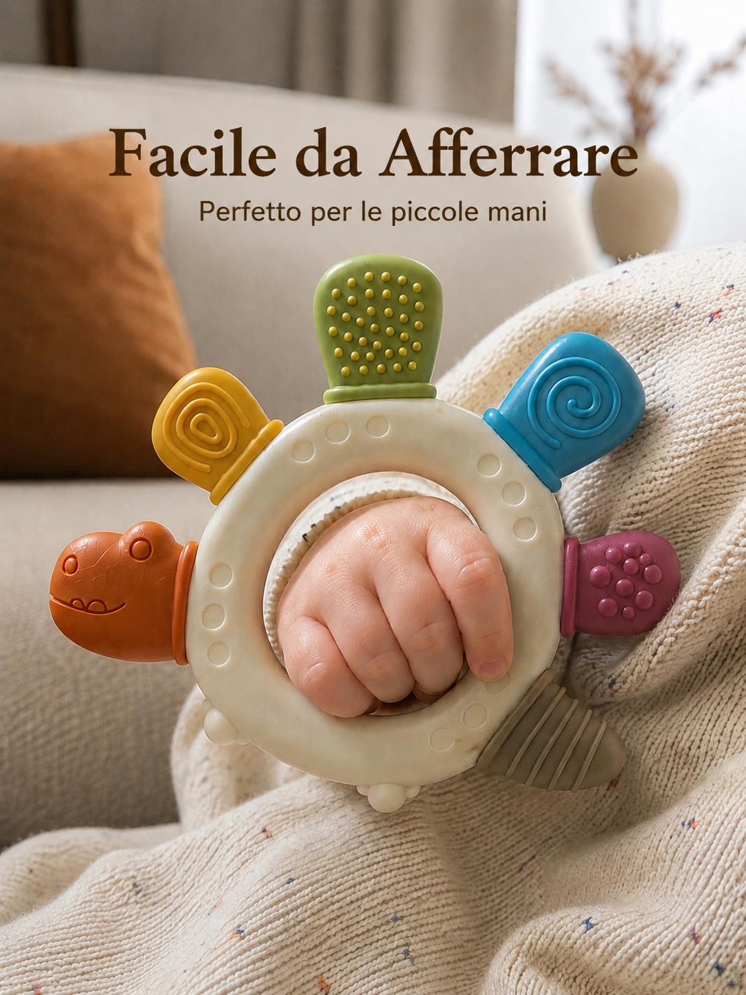 Teether Dino Sicuro in Silicone – Sollievo Immediato per Neonati