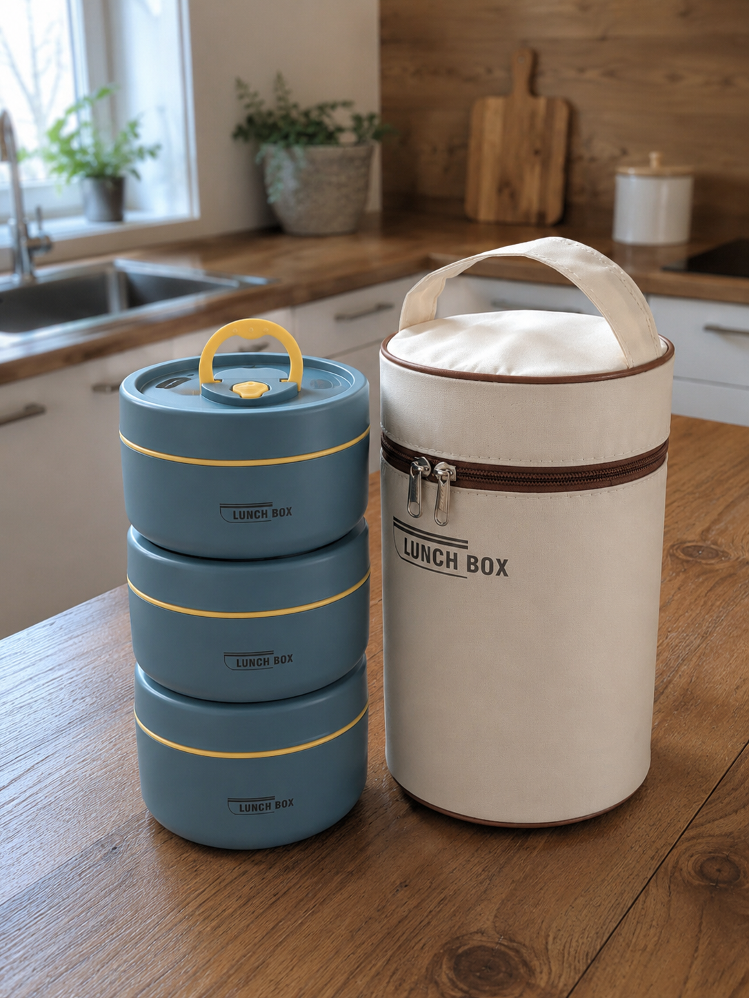 Lunch Box Termico 3 Contenitori - Mantiene Caldo e Freddo.