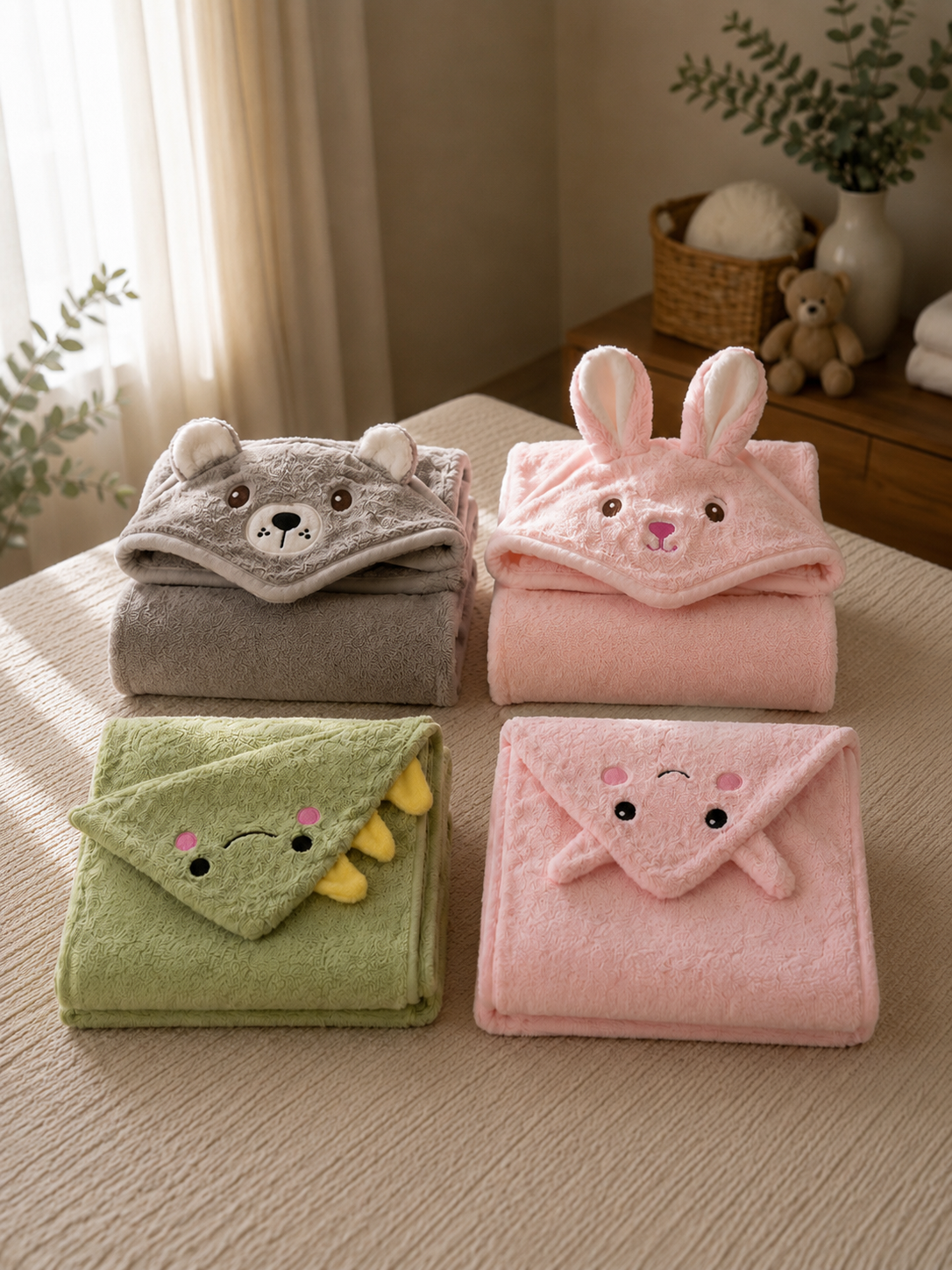 Accappatoio Neonato Premium in Fleece con Cappuccio – Ultra Morbido e Assorbente
