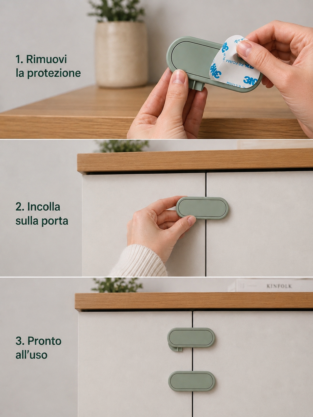 Blocco di Sicurezza Adesivo per Mobili e Cassetti