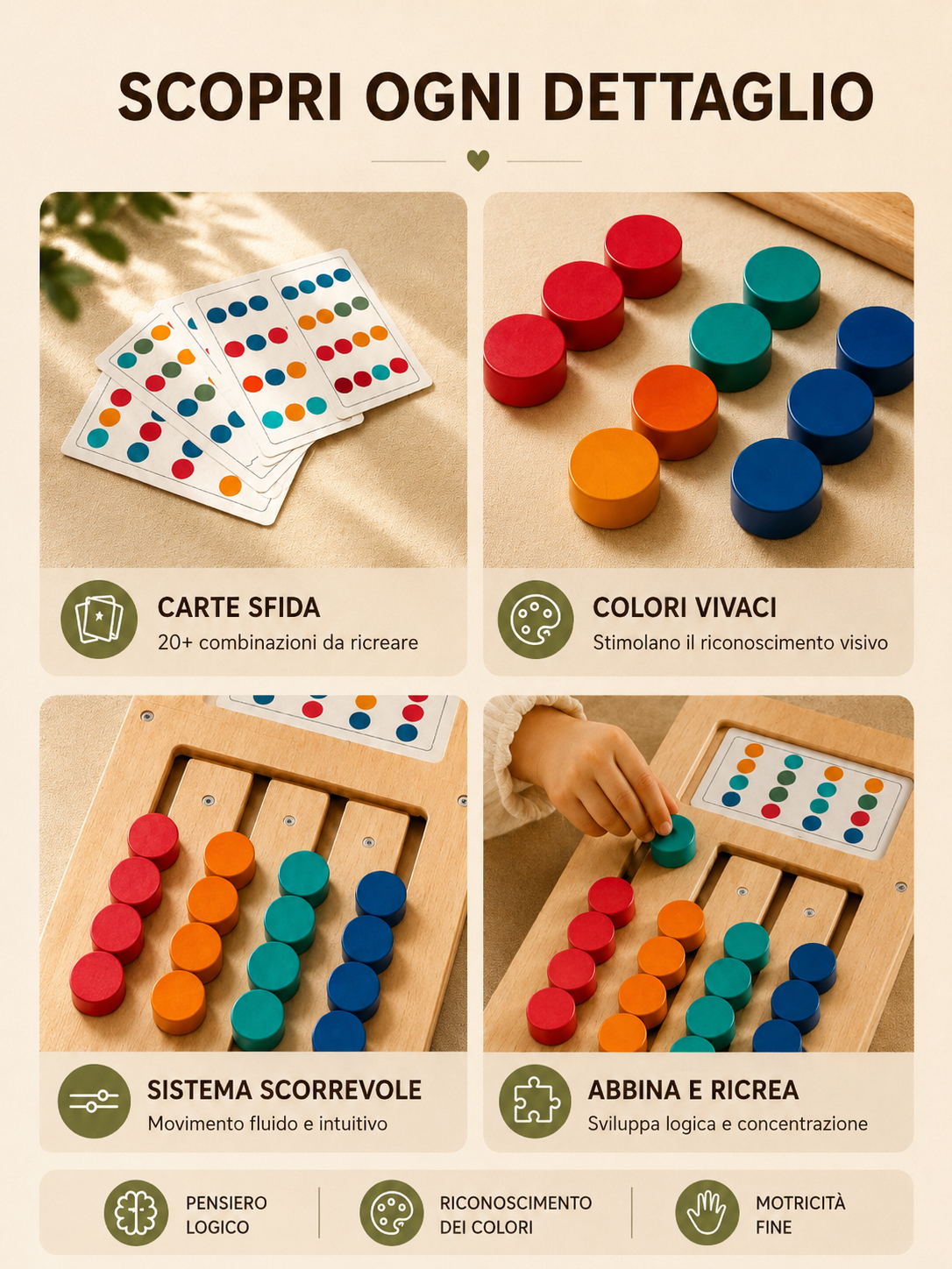 Gioco Montessori in Legno – Forme & Colori