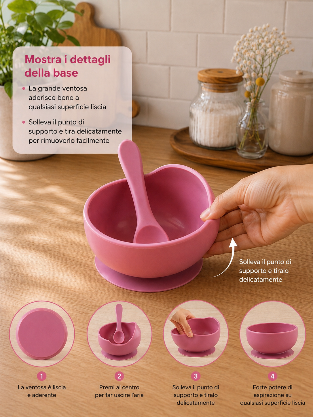 Ciotola in Silicone con Ventosa – Set Pappa Antiscivolo per Neonati e Prima Infanzia