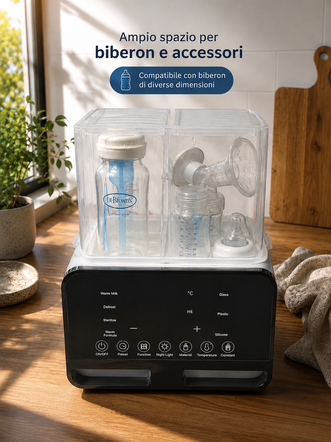 Scaldabiberon e Sterilizzatore Multifunzionale con Timer