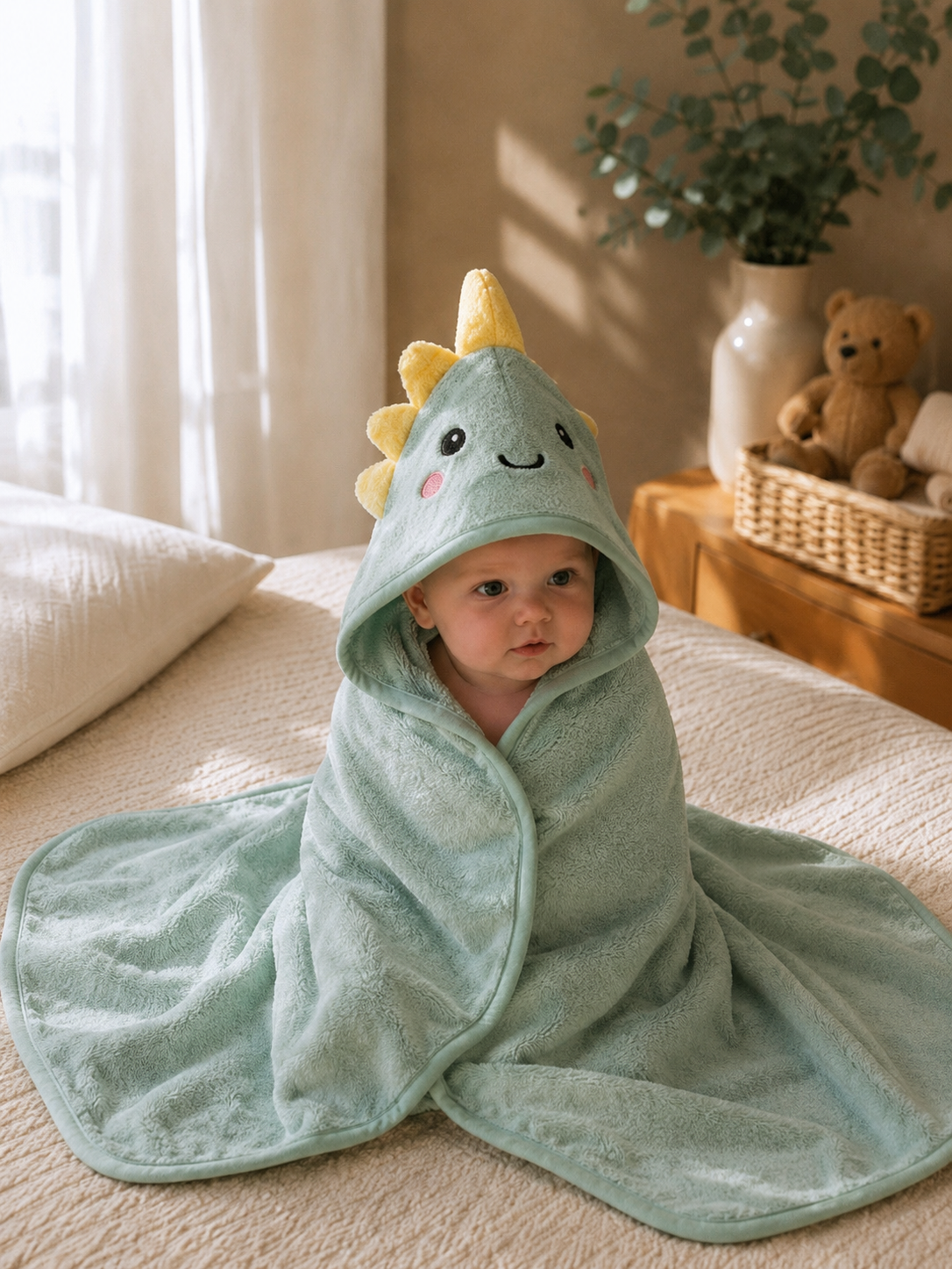 Accappatoio Neonato Premium in Fleece con Cappuccio – Ultra Morbido e Assorbente