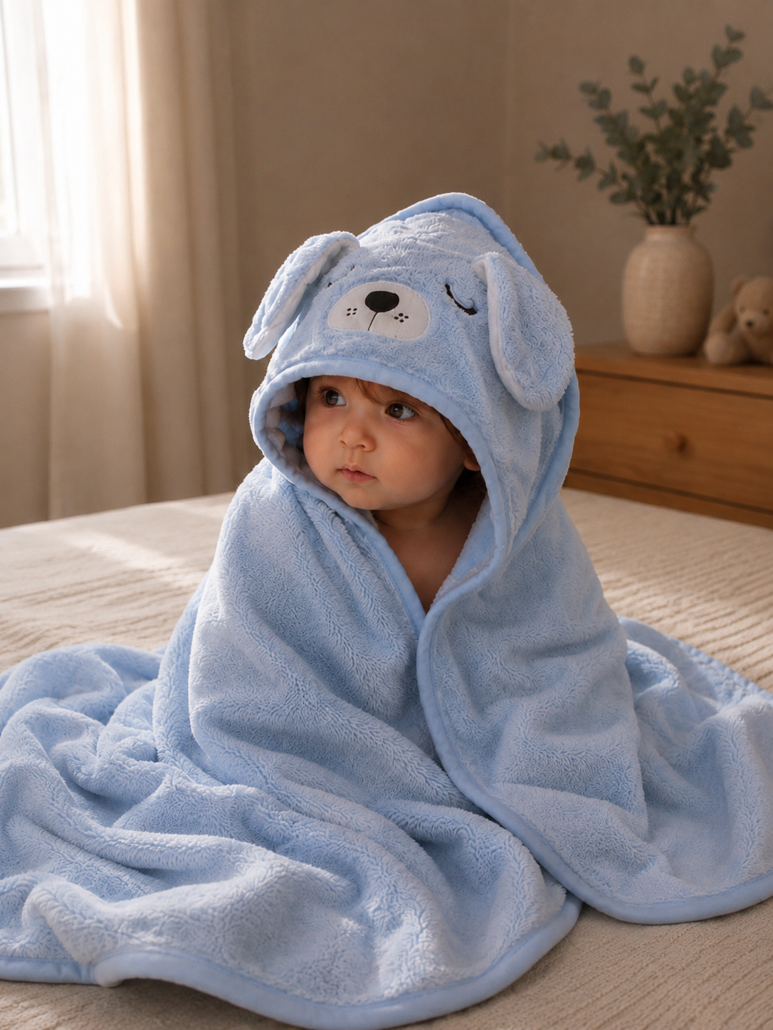 Accappatoio Neonato Premium in Fleece con Cappuccio – Ultra Morbido e Assorbente