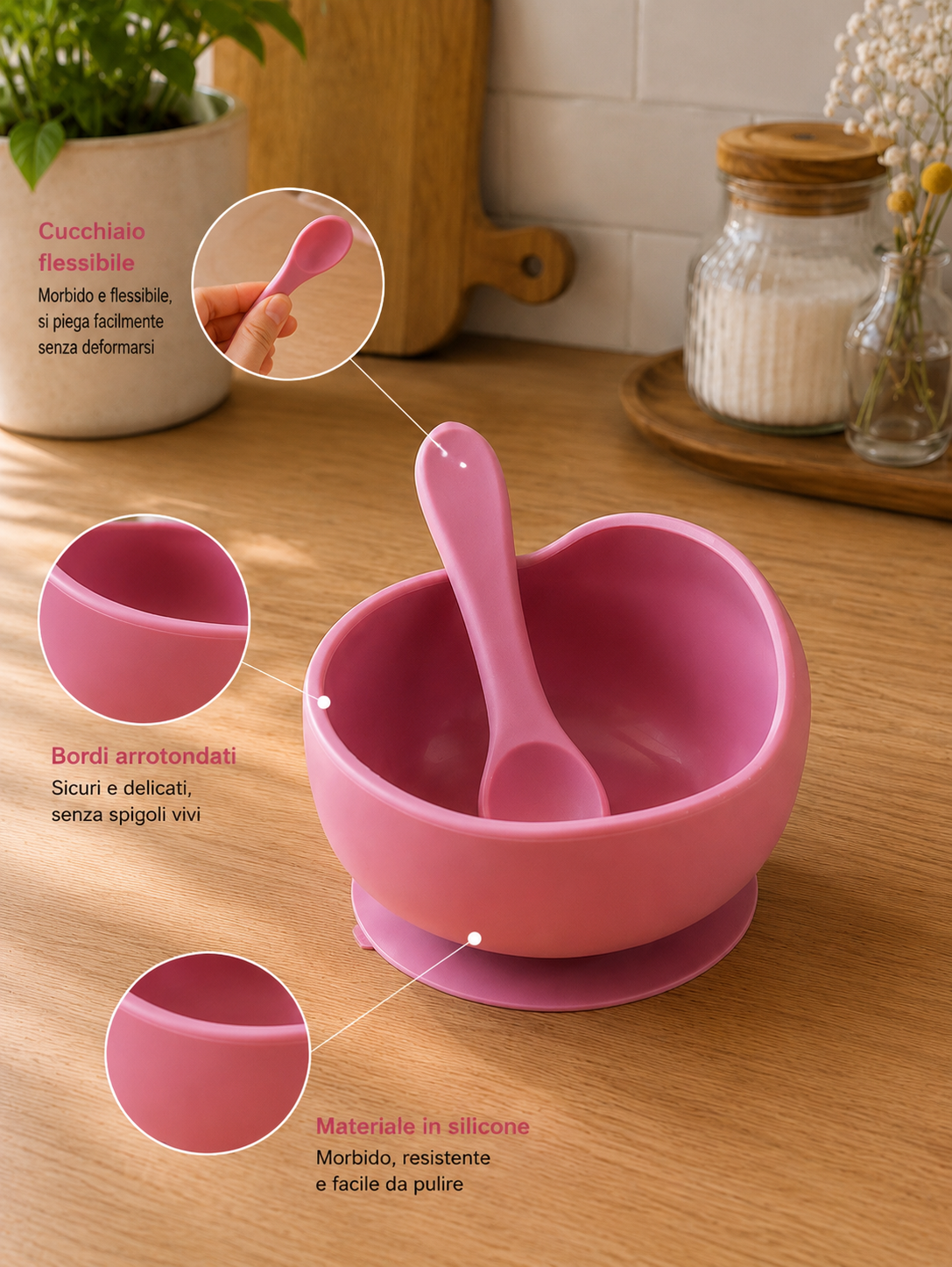 Ciotola in Silicone con Ventosa – Set Pappa Antiscivolo per Neonati e Prima Infanzia