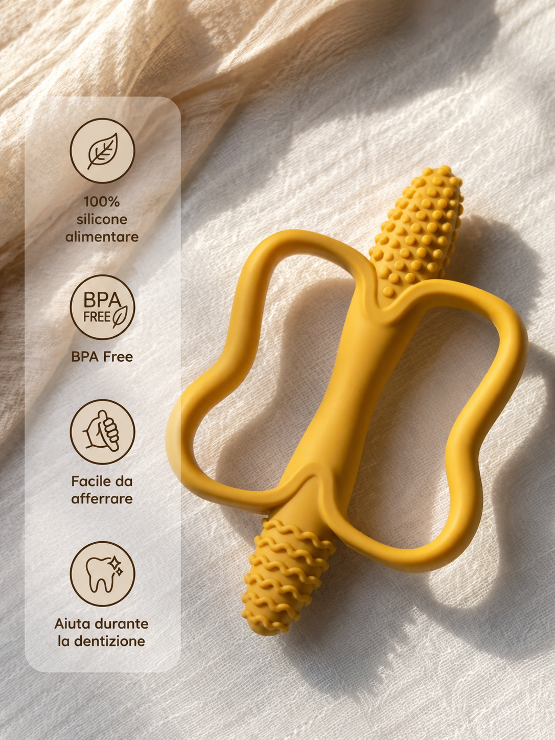 Giocattolo da Dentizione in Silicone – BPA Free con Impugnatura Facile