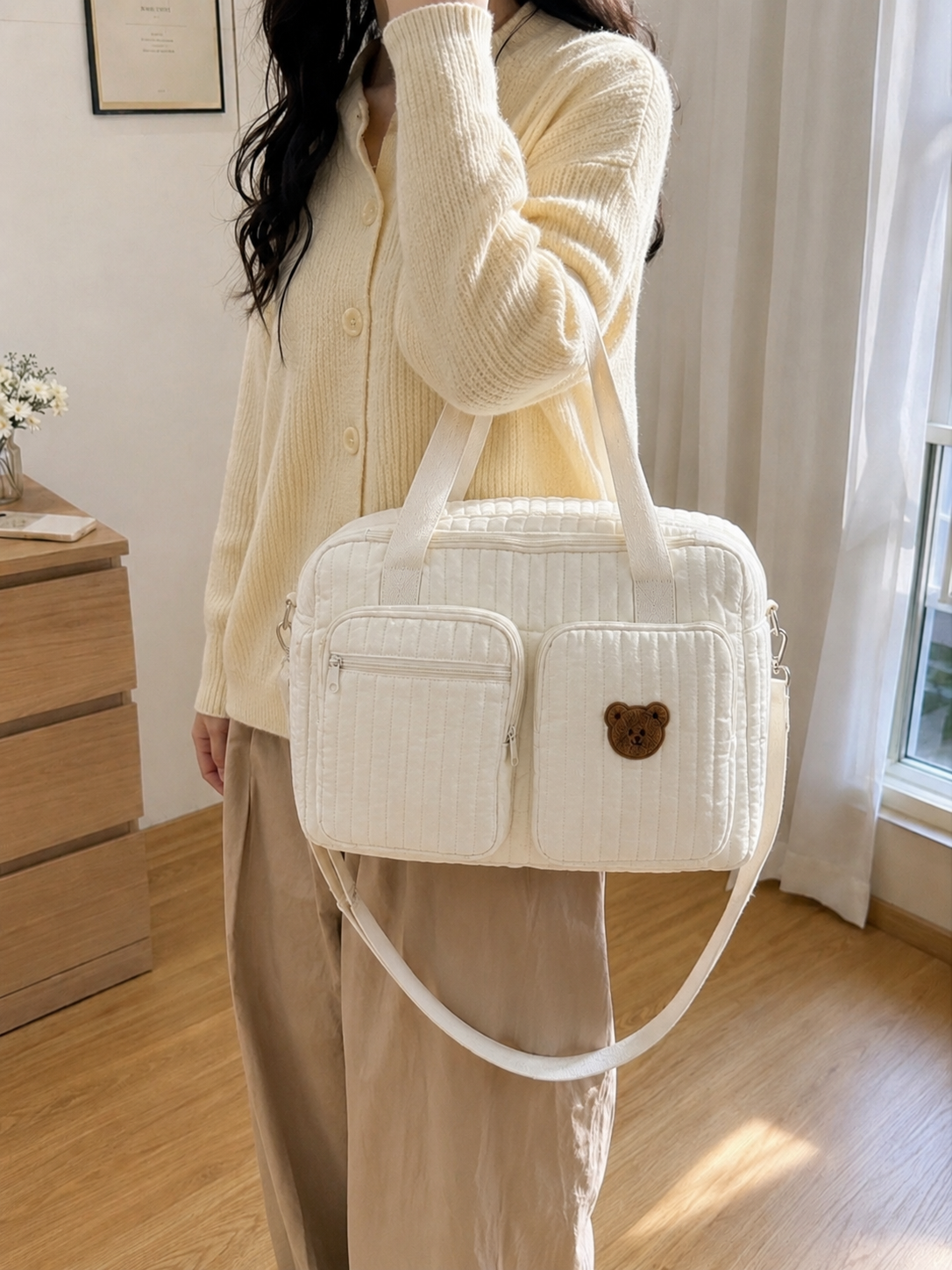 Borsa Fasciatoio Baby in Cotone  – Grande e Multifunzionale per Mamme