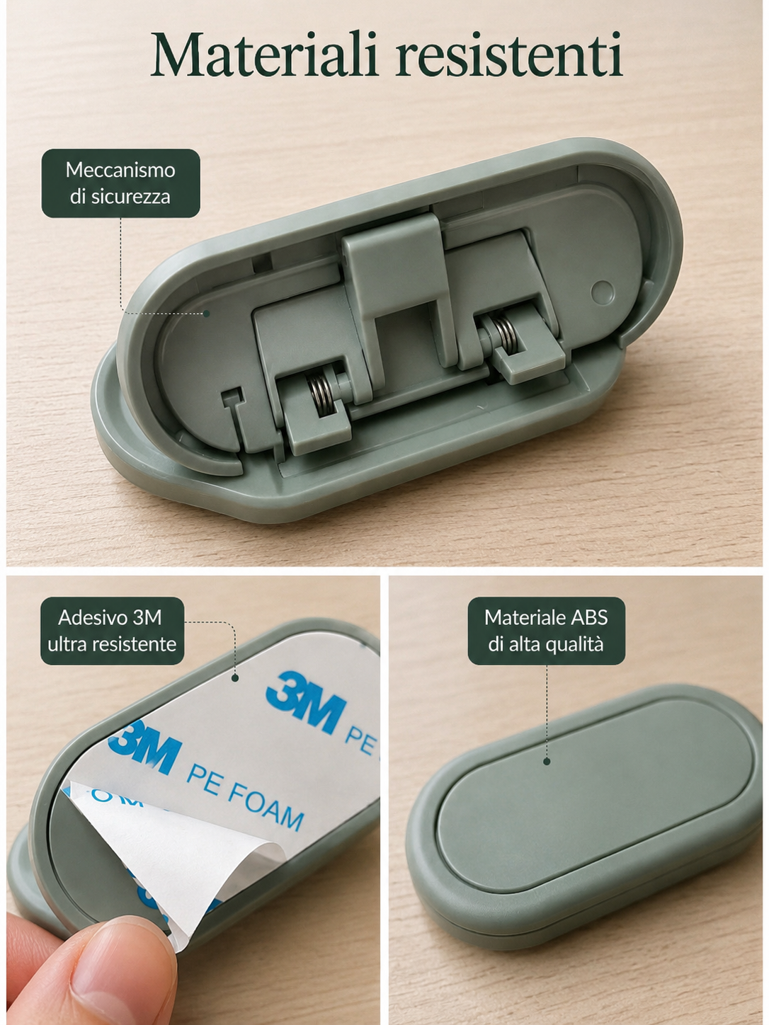 Blocco di Sicurezza Adesivo per Mobili e Cassetti
