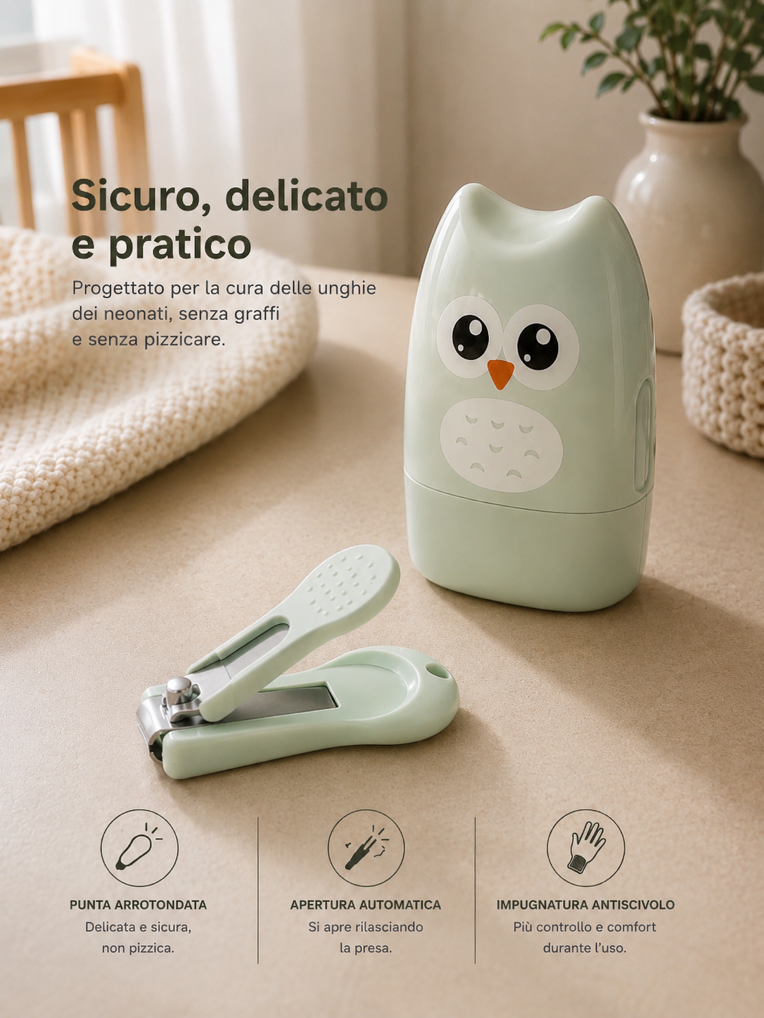 Baby Nail Care Set Premium – Forbicine, Tagliaunghie, Lima e Pinzetta con Custodia