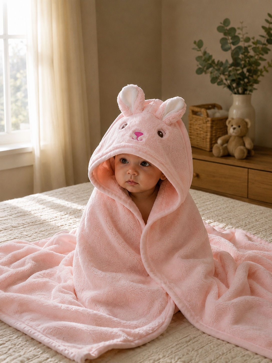 Accappatoio Neonato Premium in Fleece con Cappuccio – Ultra Morbido e Assorbente