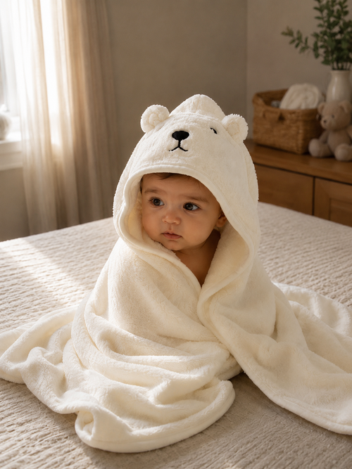 Accappatoio Neonato Premium in Fleece con Cappuccio – Ultra Morbido e Assorbente
